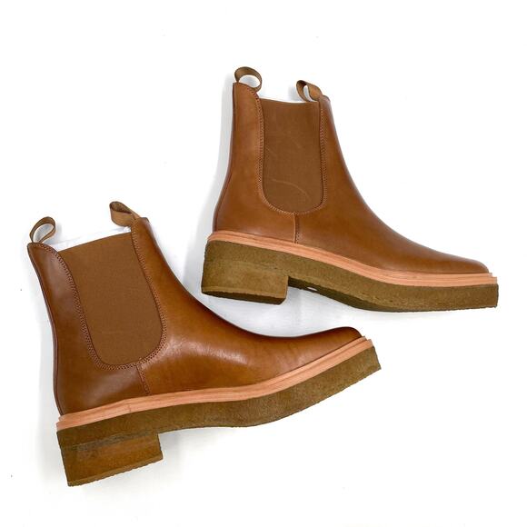 Loeffler Randall Raquel Chelsea Boots Brown Leather Block Heel Ankle Sz 10 - Picture 6 of 14
